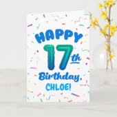 Happy 17th Birthday Card with Custom Name カード (黄色い花)