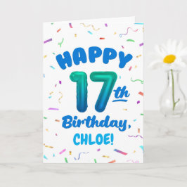 Happy 17th Birthday Card with Custom Name カード