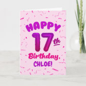 Happy 17th Birthday Card with Custom Name カード (正面)
