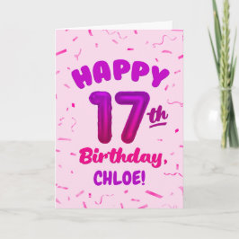 Happy 17th Birthday Card with Custom Name カード
