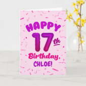 Happy 17th Birthday Card with Custom Name カード (黄色い花)