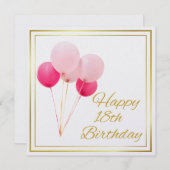 HAPPY 18番目の誕生日-金ゴールドフレーム シーズンカード (正面/裏面)