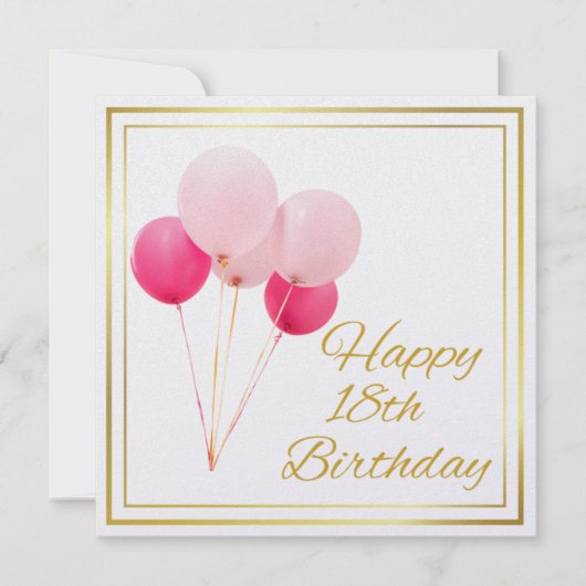 HAPPY 18番目の誕生日-金ゴールドフレーム シーズンカード (正面)