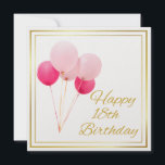 HAPPY 18番目の誕生日-金ゴールドフレーム シーズンカード<br><div class="desc">HAPPY 18誕生日-金ゴールドレタリング金ゴールドフレーム – ピンク色バルーン</div>