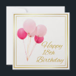 HAPPY 18番目の誕生日-金ゴールドフレーム シーズンカード<br><div class="desc">HAPPY 18誕生日-金ゴールドレタリング金ゴールドフレーム – ピンク色バルーン</div>