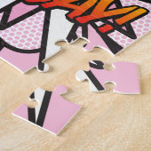 HAPPY 18th誕生日ピンクおもしろいレトロ漫画本 ジグソーパズル (側面)