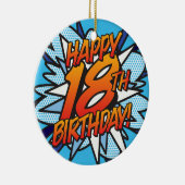 HAPPY 18th誕生日フォトおもしろいレトロ漫画本 セラミックオーナメント (右)