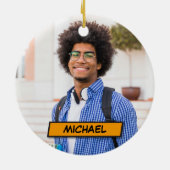 HAPPY 18th誕生日フォトおもしろいレトロ漫画本 セラミックオーナメント (裏面)