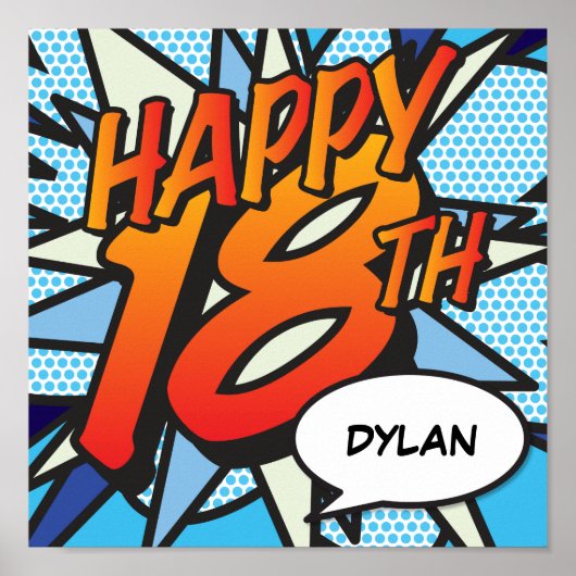 HAPPY 18TH コミック・ポップアート ポスター (正面)