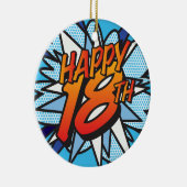 HAPPY 18TH 楽しいレトロ漫画 セラミックオーナメント (右)