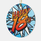 HAPPY 18TH 楽しいレトロ漫画 セラミックオーナメント (左)
