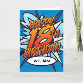 HAPPY 18TH BIRTHDAY コミック ポップアート カード (正面)