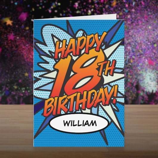 HAPPY 18TH BIRTHDAY コミック ポップアート カード