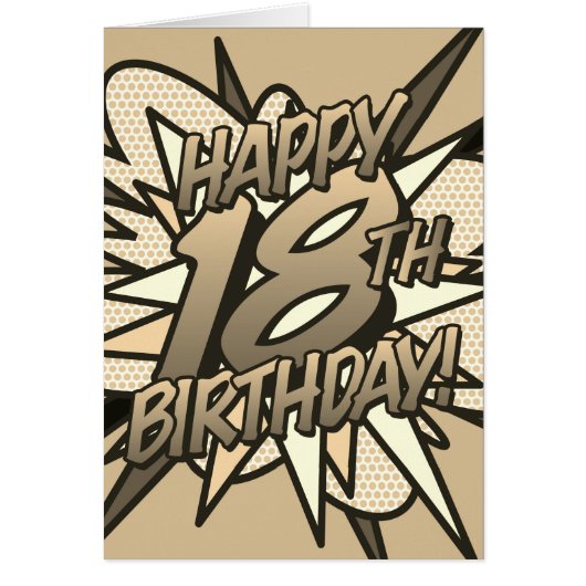 HAPPY 18TH BIRTHDAY コミック ポップアート ヴィンテージ (正面)