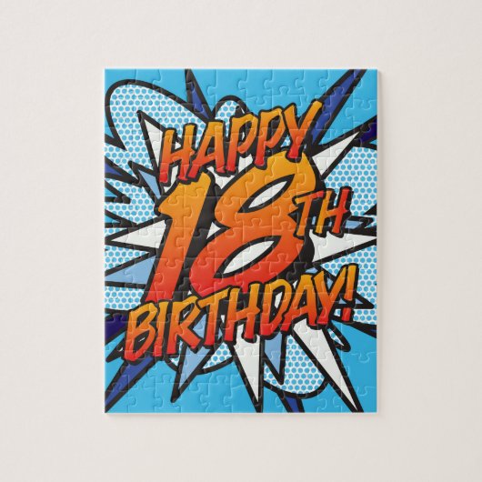 HAPPY 18TH BIRTHDAY 楽しいレトロ漫画 ジグソーパズル (縦)
