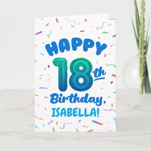 Happy 18th Birthday Card with Custom Name カード (正面)