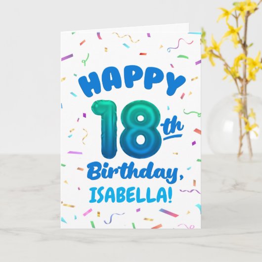 Happy 18th Birthday Card with Custom Name カード (黄色い花)