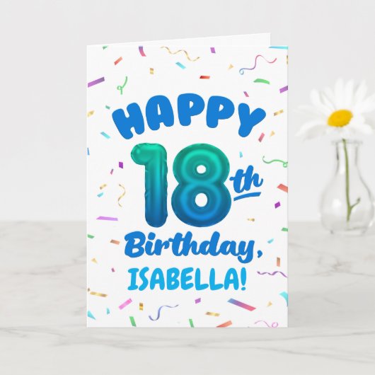 Happy 18th Birthday Card with Custom Name カード (小さな植物)