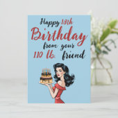 Happy 18th Birthday from Your 110 lb Friend Funny 招待状 (スタンド正面)