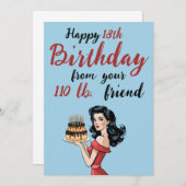 Happy 18th Birthday from Your 110 lb Friend Funny 招待状 (正面/裏面)
