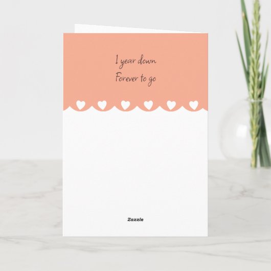 Happy 1st Anniversary flowers peach カード (裏面)