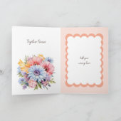 Happy 1st Anniversary flowers peach カード (内部)