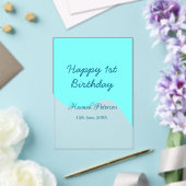 Happy 1st birthday blue wavy retro boho name date アクリル招待状 (インサイチュ (ウェディング))