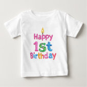 Happy 1st Birthday – Celebration Text Design ベビーTシャツ (正面)