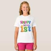 Happy 1st Birthday – Colorful Balloon Design  Tシャツ (正面フル)