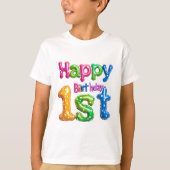 Happy 1st Birthday – Colorful Balloon Design  Tシャツ (正面)