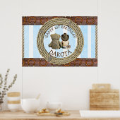 Happy 1st Birthday CowboyとTeddy Bear Boy's ポスター (キッチン)