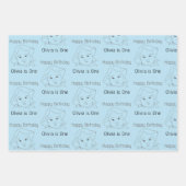 Happy 1st Birthday Custom Baby Face Portrait ラッピングペーパーシート (正面3)