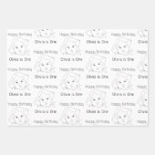 Happy 1st Birthday Custom Baby Face Portrait ラッピングペーパーシート (正面2)