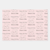 Happy 1st Birthday Custom Baby Face Portrait ラッピングペーパーシート (正面)