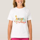 Happy 1st Birthday – Cute Animal Theme Celebration Tシャツ (正面)