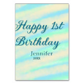 Happy 1st birthday kids baby blue green pastel ret テーブルナンバー (裏面)