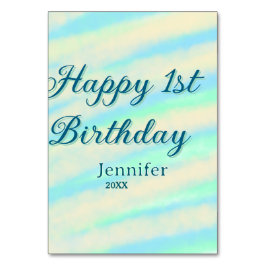 Happy 1st birthday kids baby blue green pastel ret テーブルナンバー