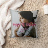 Happy 1st birthday kids baby mother red orange sty クッション (ブランケット)