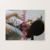 Happy 1st birthday kids baby mother red orange sty ジグソーパズル (横)