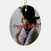 Happy 1st birthday kids baby mother red orange sty セラミックオーナメント (右)