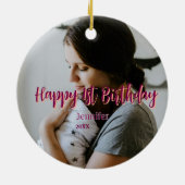 Happy 1st birthday kids baby mother red orange sty セラミックオーナメント (裏面)