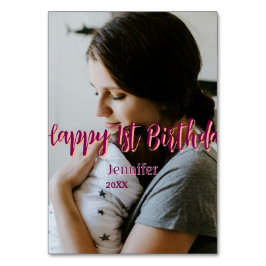 Happy 1st birthday kids baby mother red orange sty テーブルナンバー