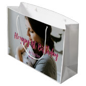 Happy 1st birthday kids baby mother red orange sty ラージペーパーバッグ (裏面アングル)