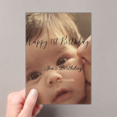 Happy 1st birthday name photo date stylish calligr アクリル招待状 (インサイチュ (ポータブル))