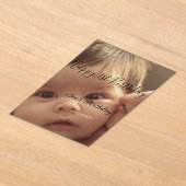 Happy 1st birthday name photo date stylish calligr アクリル招待状 (レイダウン)