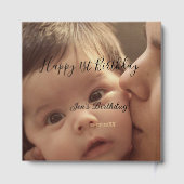 Happy 1st birthday name photo date stylish calligr ゲストブック (裏面)