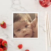 Happy 1st birthday name photo date stylish calligr スタンダードカクテルナプキン (インサイチュ)