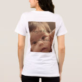 Happy 1st birthday name photo date stylish calligr トライブレンドＴシャツ (裏面)