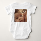 Happy 1st birthday name photo date stylish calligr ベビーボディスーツ (裏面)