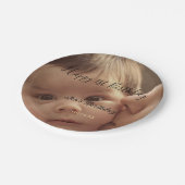 Happy 1st birthday name photo date stylish calligr ペーパープレート (アングル)